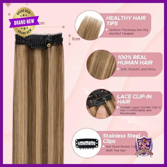 10 Inch Clip-In Human Hair Extensions, 6pcs 31g Straight, Add Volume Length main image 5